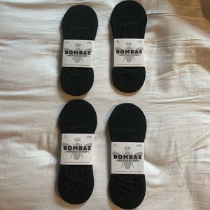 4 Of Men’s Black Bombas No Show Socks
